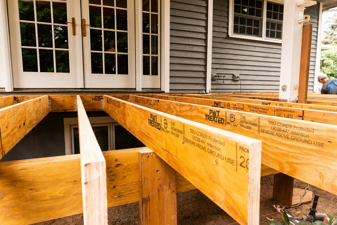 Pressure-treated wood deck construction in Antioch, CA